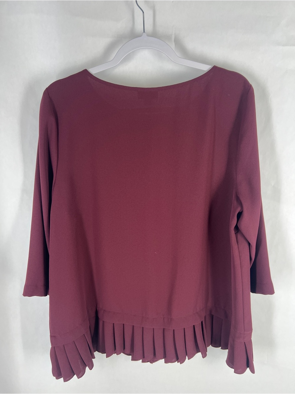 J. Jill Wine Burgundy Pleated-Hem Blouse - Picture 9 of 12